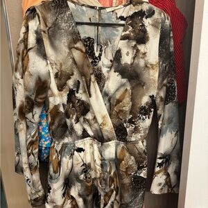 Abstract Print Long Sleeve Romper